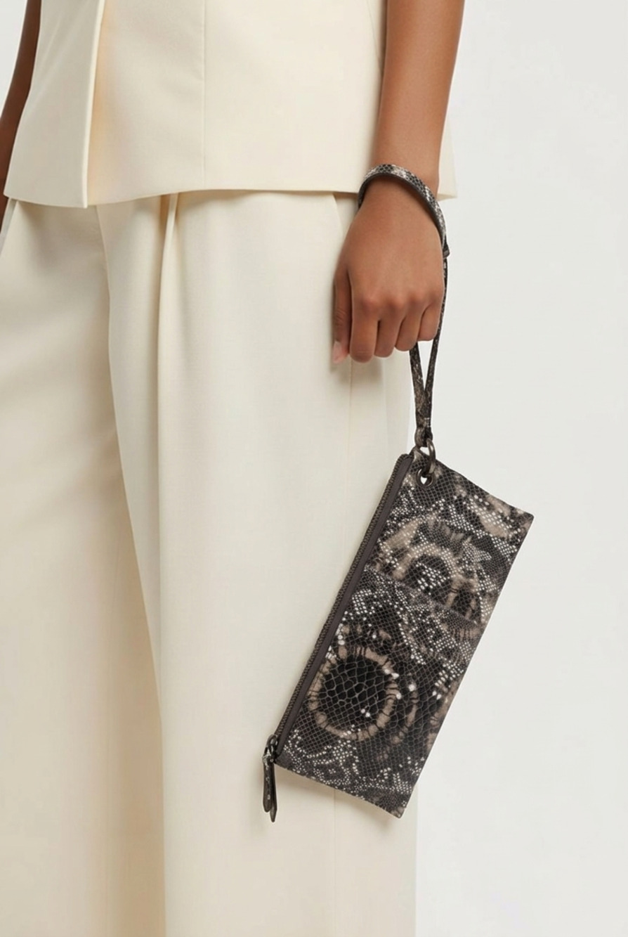 Hobo The Original Snake Print Leather Wristlet Clutch